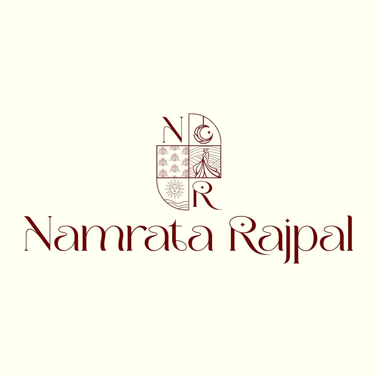 Namrata Rajpal logo concept 2: illustrative crest monogram